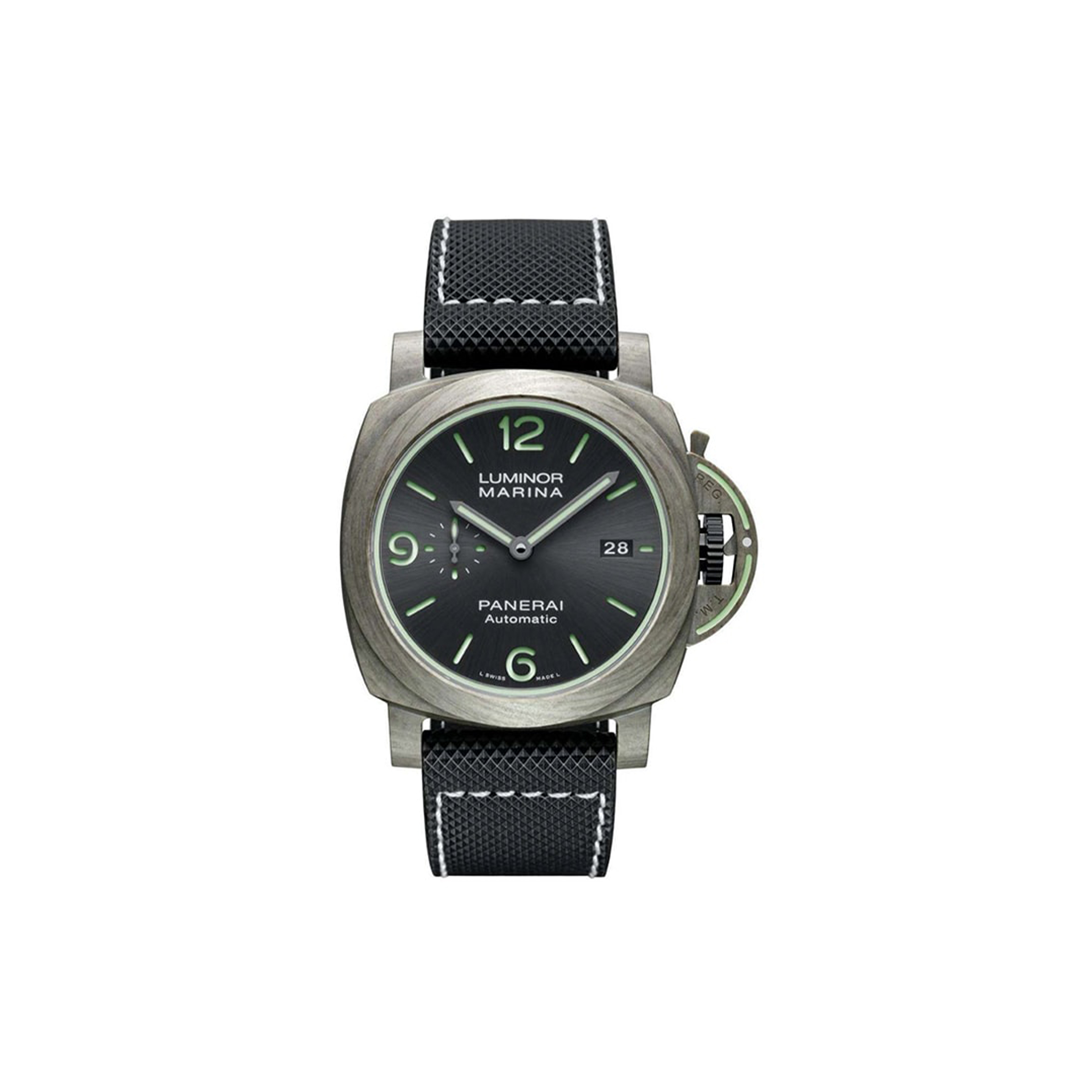 Pa*e*ai luminor marina 44mm titanium canvas strap grey dial watch pam01119